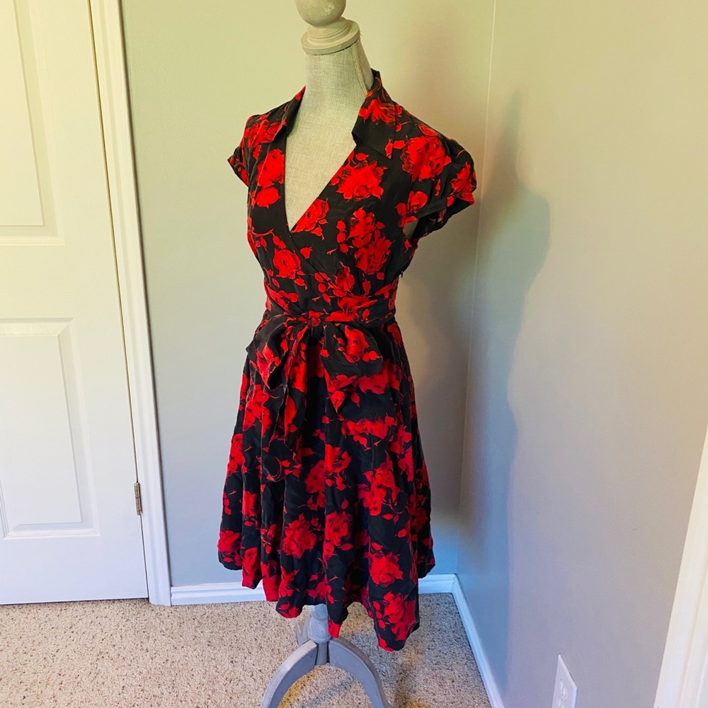 100% Silk MODA International Roses Dress